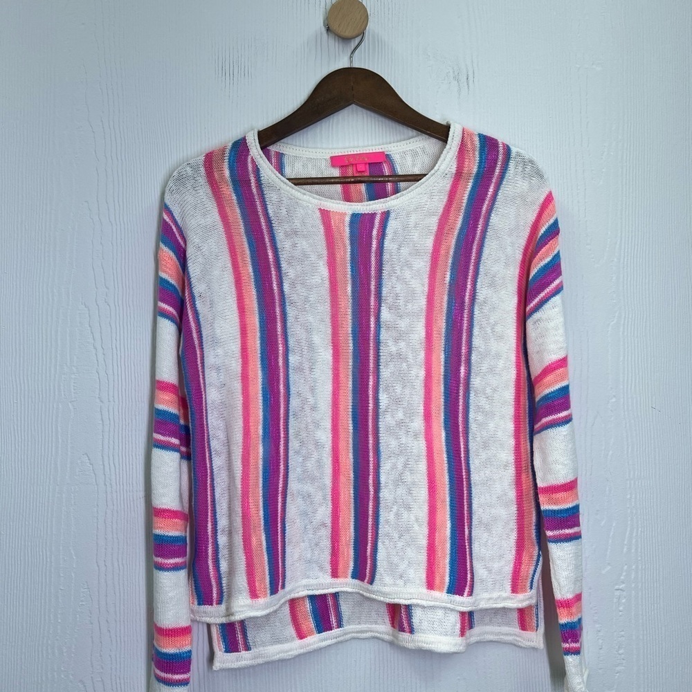 Lilly Pulitzer - Rozalia Rainbow Striped Side Vent Long Sleeve Eve Sweater S - Picture 9 of 12